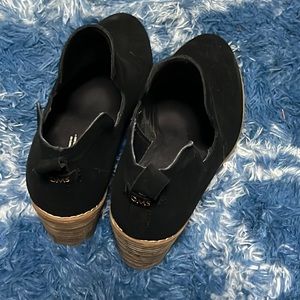 Kallie Black Suede Wedge Boot Wide Width